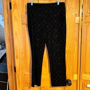 Chico's Elegant Black Patterned Velvet Cropped Pants